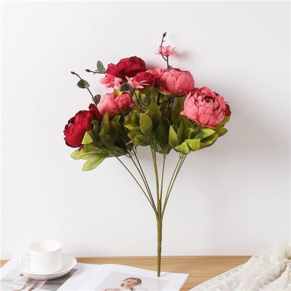 Fake Flowers Vintage Artificial Peony Silk Flowers Wedding Home Decoration - Picture 2 of 5